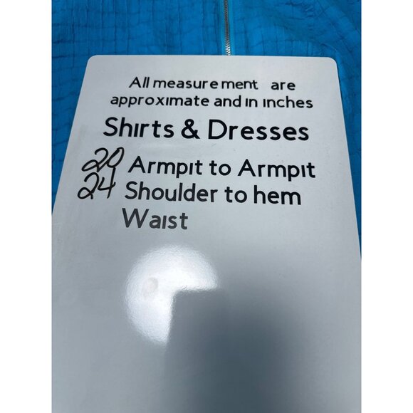 Chico’s Blue Squared Textured Moto Lightweight Zip Up Blouse Women's Size 2 US L - Picture 10 of 10